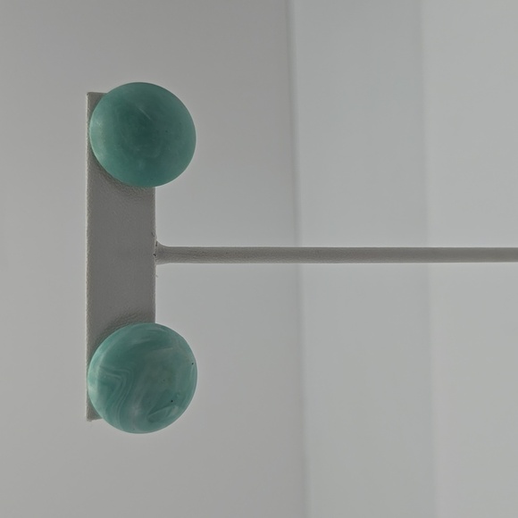 Medium sized blue and white round earrings - Picture 1 of 4